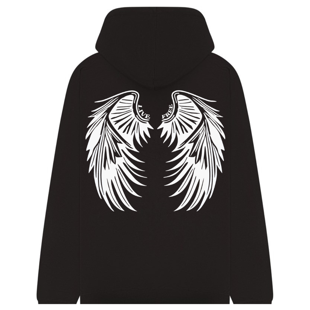 'live free' wings hoodie