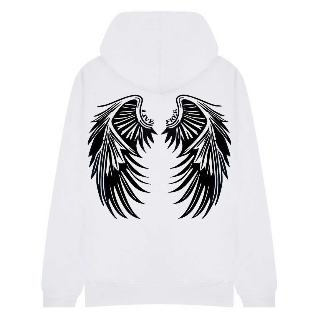 'live free' wings hoodie