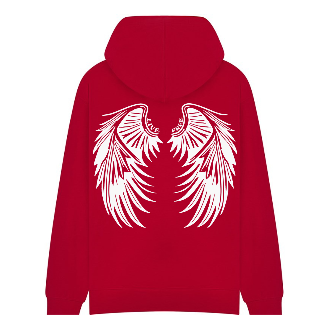 'live free' wings hoodie