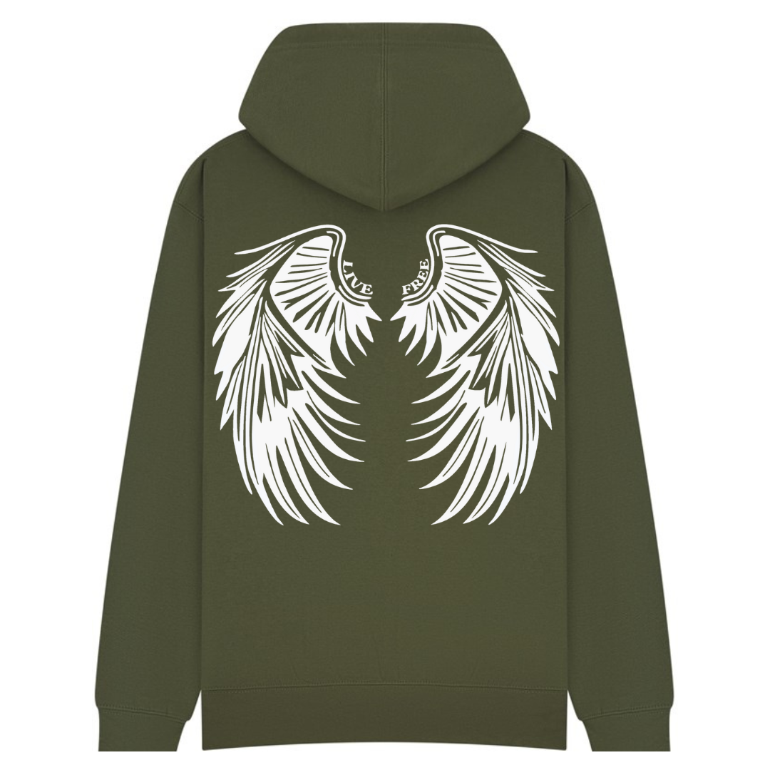 'live free' wings hoodie